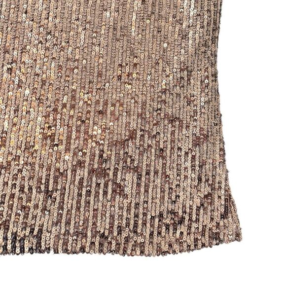 Cable & Gauge | Gold Sequin Puff Long Sleeve Mock neck Keyhole Blouse Shirt - Picture 13 of 16